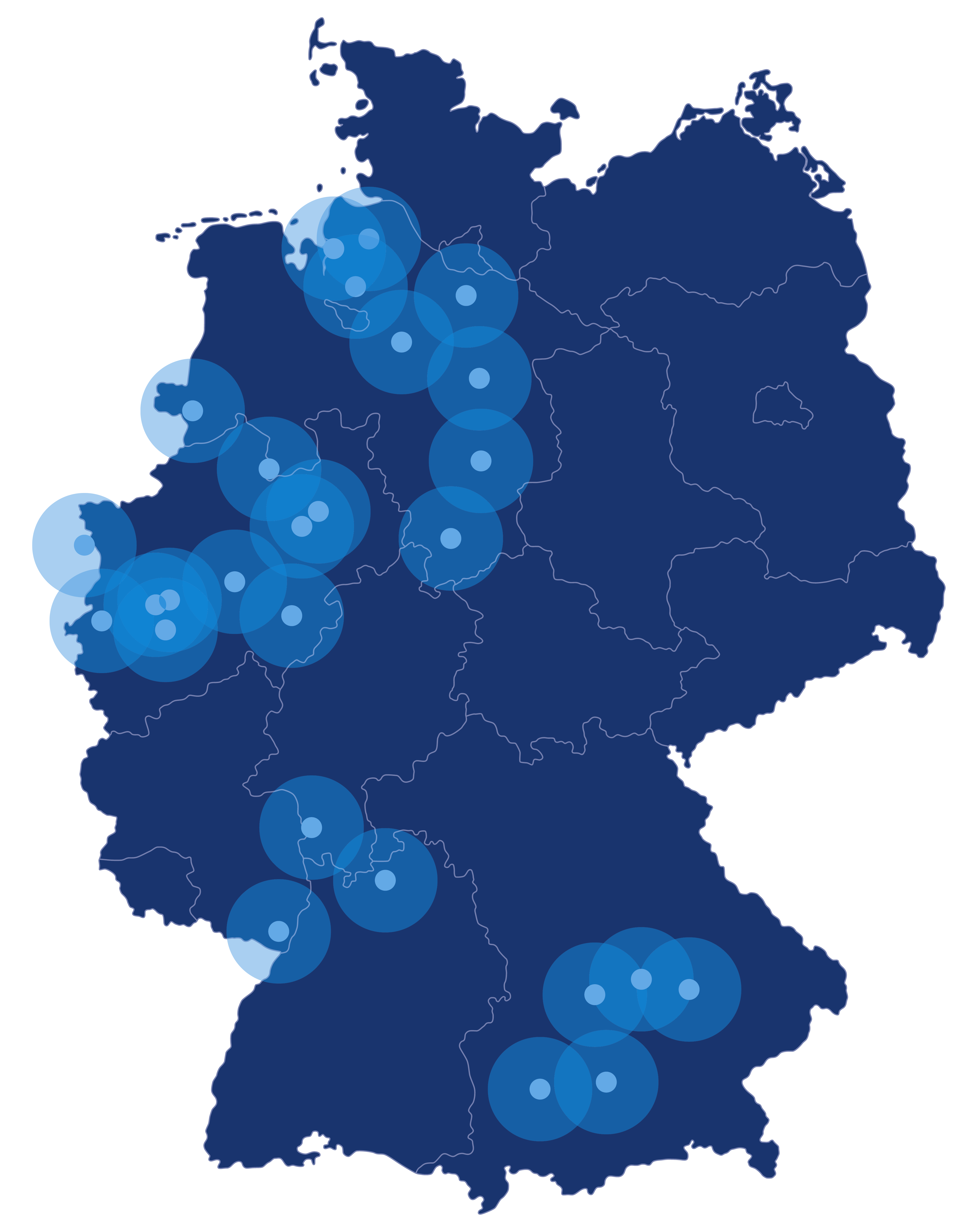 Medgineering-Projektstandorte Deutschlandkarte mit den Projektstandorten